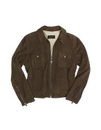 Brown Four-pocket Leather Zip Jacket