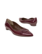 Burgundy Patent Leather Ballerina Flat Shoes
