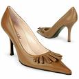 Camel Fringed Italian Leather Pump Shoes