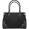 Forzieri Capaf Black Suede and Leather Tote Bag