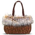Capaf Line Wicker and Eco-Fur Handbag