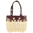 Capaf Line Wicker Jeans and Leather Handbag