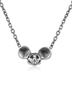 Forzieri Chrome Gothic Sterling Silver Mickey Mouse Skull Necklace