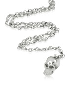 Forzieri Chrome Gothic Sterling Silver Skull Pendant Necklace