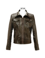 Dark Brown Italian Leather Motorcycle Jacket