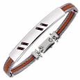 Forzieri Di Fulco - Stainless Steel Bracelet w/ Sterling Silver Plaque