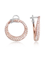 Diamond Pave 18K Rose Gold Hoop Earrings