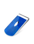 Forzieri Exclusives Blue Enamel Engraved Sterling Silver Money Clip