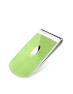 Forzieri Exclusives Lime Green Enamel Engraved Sterling Silver Money Clip