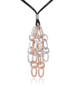 Forzieri Hammered Sterling Silver and Rose Gold Plated Drop Necklace