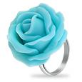 Hand Made Baby Blue Rose Sterling Silver Fashion Ring