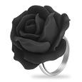 Forzieri Hand Made Black Rose Sterling Silver Fashion Ring