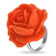 Hand Made Orange Rose Sterling Silver Fashion Ring