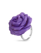 Forzieri Hand Made Purple Rose Sterling Silver Fashion Ring
