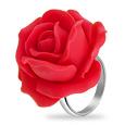Hand Made Red Rose Sterling Silver Fashion Ring
