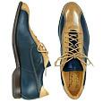 Handcrafted Blue and Beige Leather Lace-up Shoes