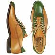 Italian Handcrafted Caramel and Green Leather Lace-up Shoes