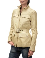 Ivory Italian Leather Four-pocket Zip Jacket