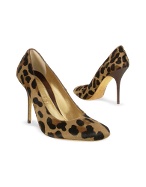 Leopard Patterned Hair-Calf and Leather Pump Shoes