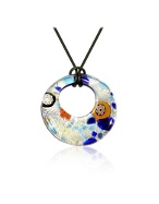 Lily - Blue and Silver Murano Glass Pendant w/Rubber Lace