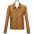 Men` Brown Two-Pocket Zip Genuine Leather Jacket