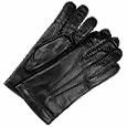 Men` Cashmere Lined Black Italian Leather Gloves