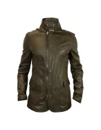 Men` Dark Brown Zip Leather Jacket