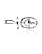 Polished Sterling Silver Half Horse Bit Cuff Links