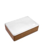 Forzieri Ridged Sterling Silver and Wood Jewelry Box