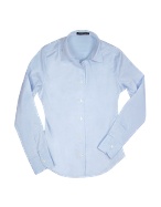 Forzieri Solid Light Blue Cotton Classic Fitted Blouse