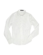 Forzieri Solid White Cotton Classic Fitted Blouse