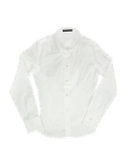 Forzieri Solid White Oxford Cotton Classic Fitted Blouse