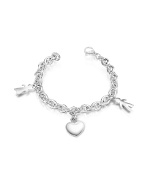 Forzieri Sterling Silver Children and Heart Charms Bracelet