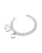Forzieri Sterling Silver Heart and Scottie Charms Bracelet