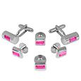 Studs - Hot Pink Elegant Silver Plated Cuff Links
