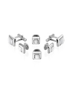 Studs - White Elegant Silver Plated Cuff Links
