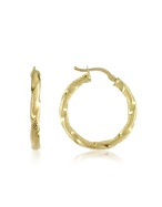 Textured Twisting 14K Yellow Gold Hoop Earrings