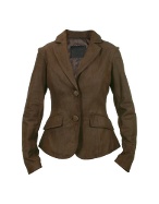 Women` Dark Brown Leather Fitted Jacket