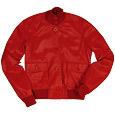 Women` Red Italian Genuine Leather Two-pocket Jacket