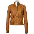 Women` Tan Italian Genuine Leather Two-pocket Jacket
