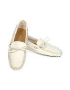 Womens Milk White Leather Driver Shoes