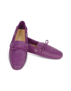 Womens Purple Leather Driver Shoes