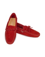 Forzieri Womens Red Suede Driver Shoes