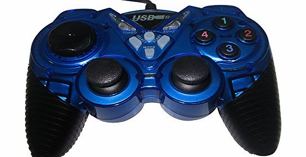FosFun GCJ-2 USB Wired GamePad Double Shock Game Pad Joystick Controllers for PC amp; Computer (Blue)