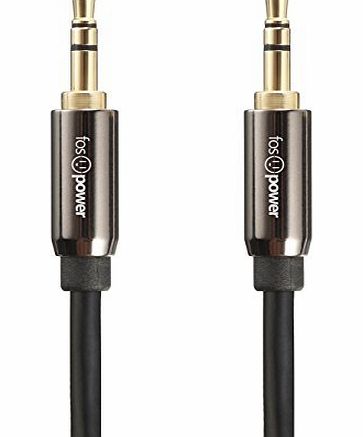 FosPower 3.5mm Stereo Jack to Jack Audio Cable - 24K Gold Plated - High Quality - Male to Male Stereo Aux Cable for Apple iPhone, iPod, iPad, Samsung, LG, HTC, Motorola, Sony Android Smartphones amp