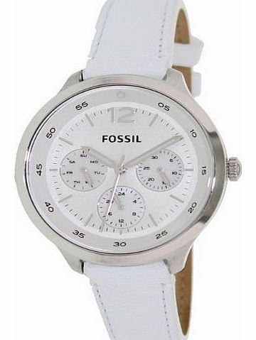  ES3249 LADIES WHITE LEATHER STAINLESS STEEL CASE CHRONOGRAPH WATCH