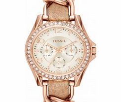 Fossil Ladies Riley Sand Leather Strap Watch