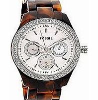 Fossil Ladies Womens Faux Tortoise Shell Stella ES2456 Wristwatch Fashion Watch.