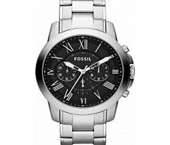 Fossil Mens Grant Black Silver Chronograph Watch