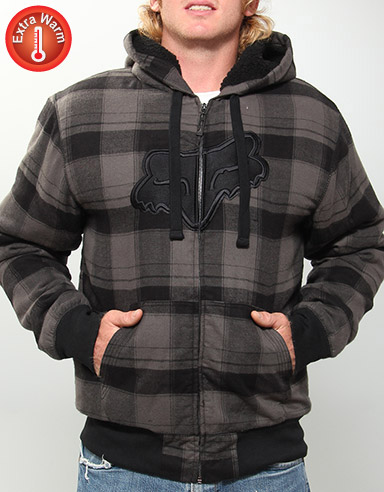 Big Dave Fur lined zip hoody - Charcoal
